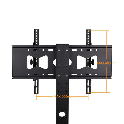 Tilting Height Adjustable TV Floor Stand Mount Display Trolley with Locking Wheels Two Shelves Free HD Cable for 32-65 Inch
