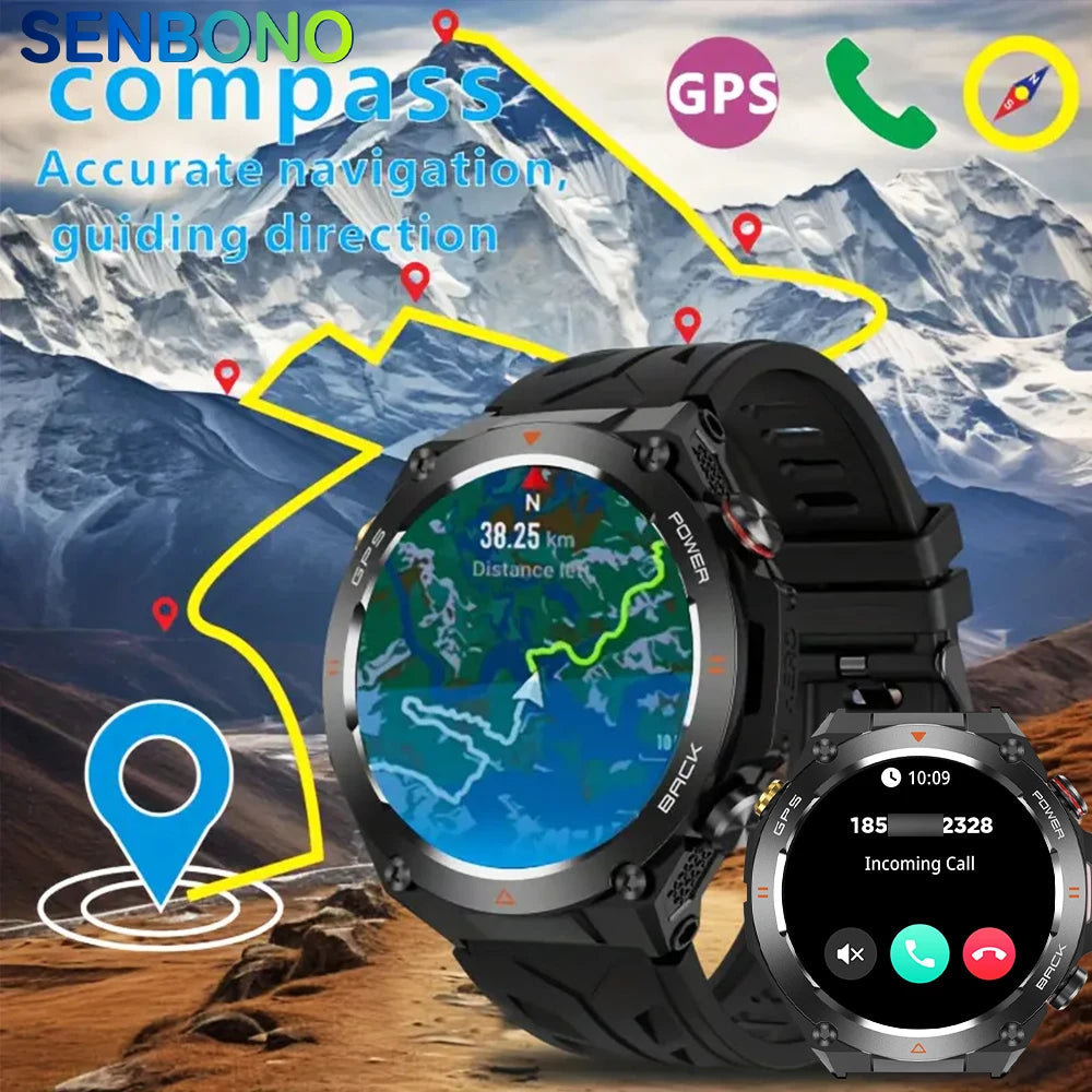 SENBONO New GPS Smart Watch Military Sports Smartwatch for Men