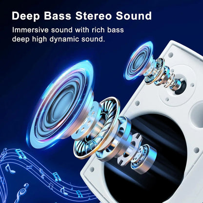 Herdio 800W 6.5 Inch Outdoor Speakers Bluetooth Waterproof Wired Tweeter Wall Mounted Subwoofer for Patio Home Theater,2 Pairs