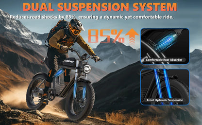 Kickwey K7 Adult Electric Bicycle 1500w 48V 23ah Mountain Electric Bike 20 Inch Fat Tire Outdoor Entertainment Off Road E Bike