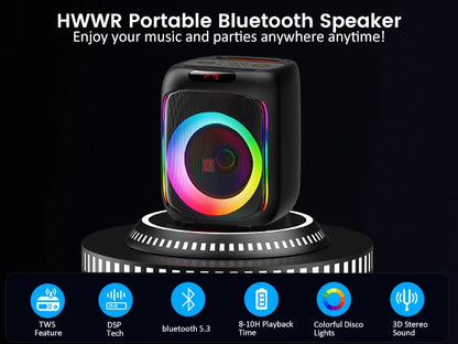 FanFun Karaoke Machine with 2 Microphones, Portable Bluetooth Speaker with RGB Light, Karaoke System for Karaoke Home Party