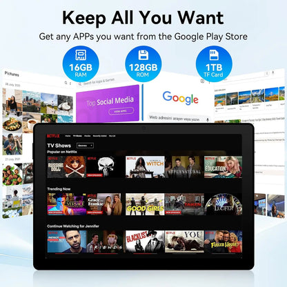 URAO A7 11 Inch Android Tablet 16GB RAM 128GB ROM 1TB Expansion