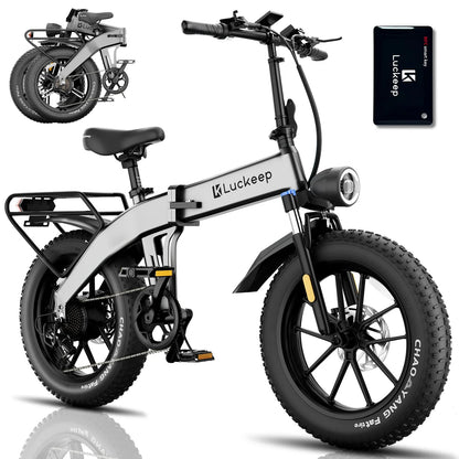 Luckeep X1 Fold Electric Bike 1500W Peak Motor 48V15AH Battery Electric Bicycle Hydraulic Disc Brakes 20" x 4.0" Fat Tire Ebike