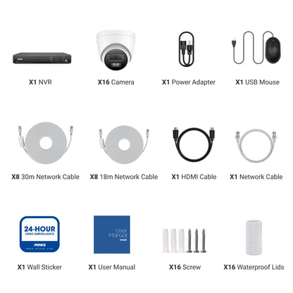 Annke H.265+ 3K Smart Dual Light POE Camera System 2.8MM Len Human Vehicle Detection IP67 Security Protection Video Surveillance
