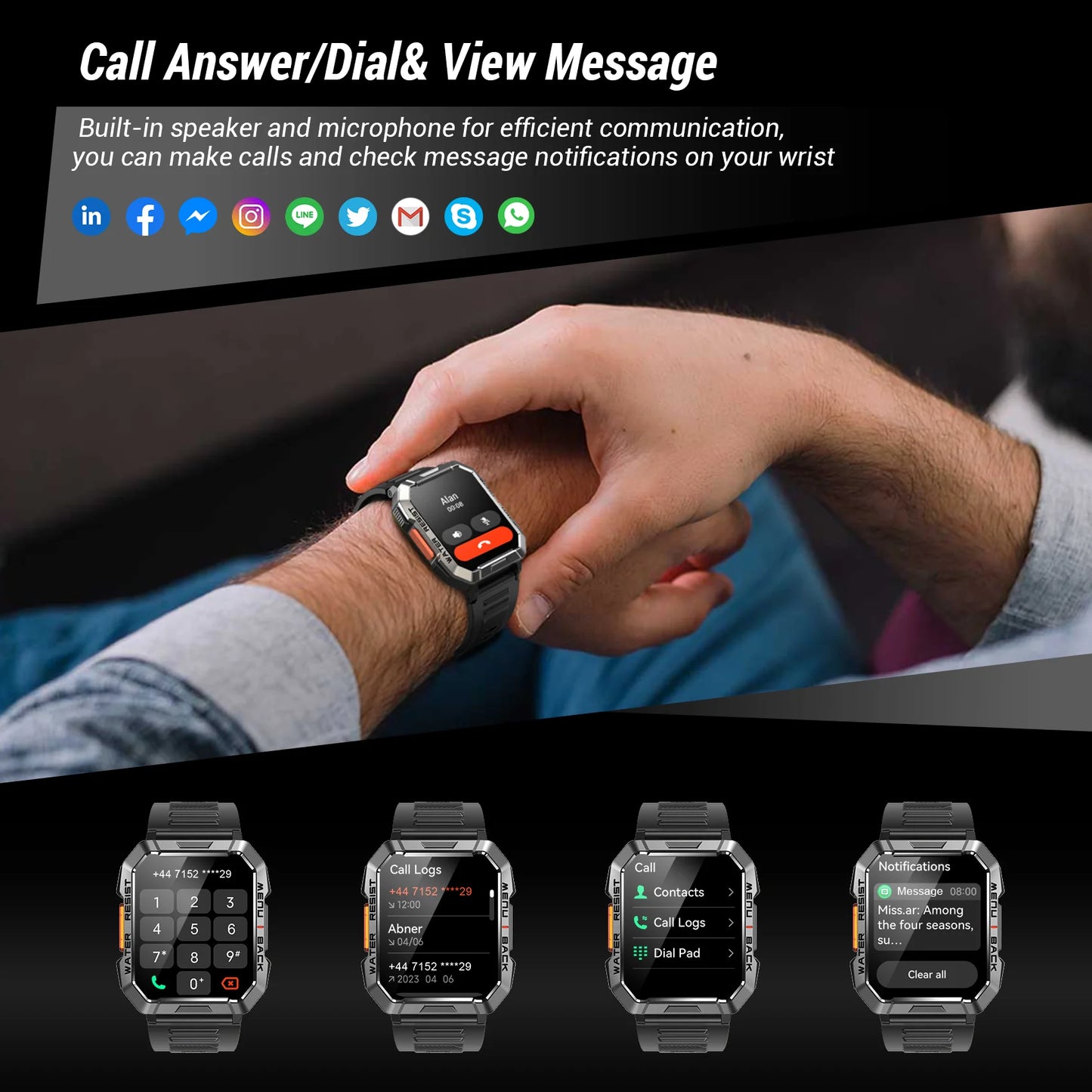 Blackview New Smart Watch 2.01'' HD Display Outdoor Men's Watches