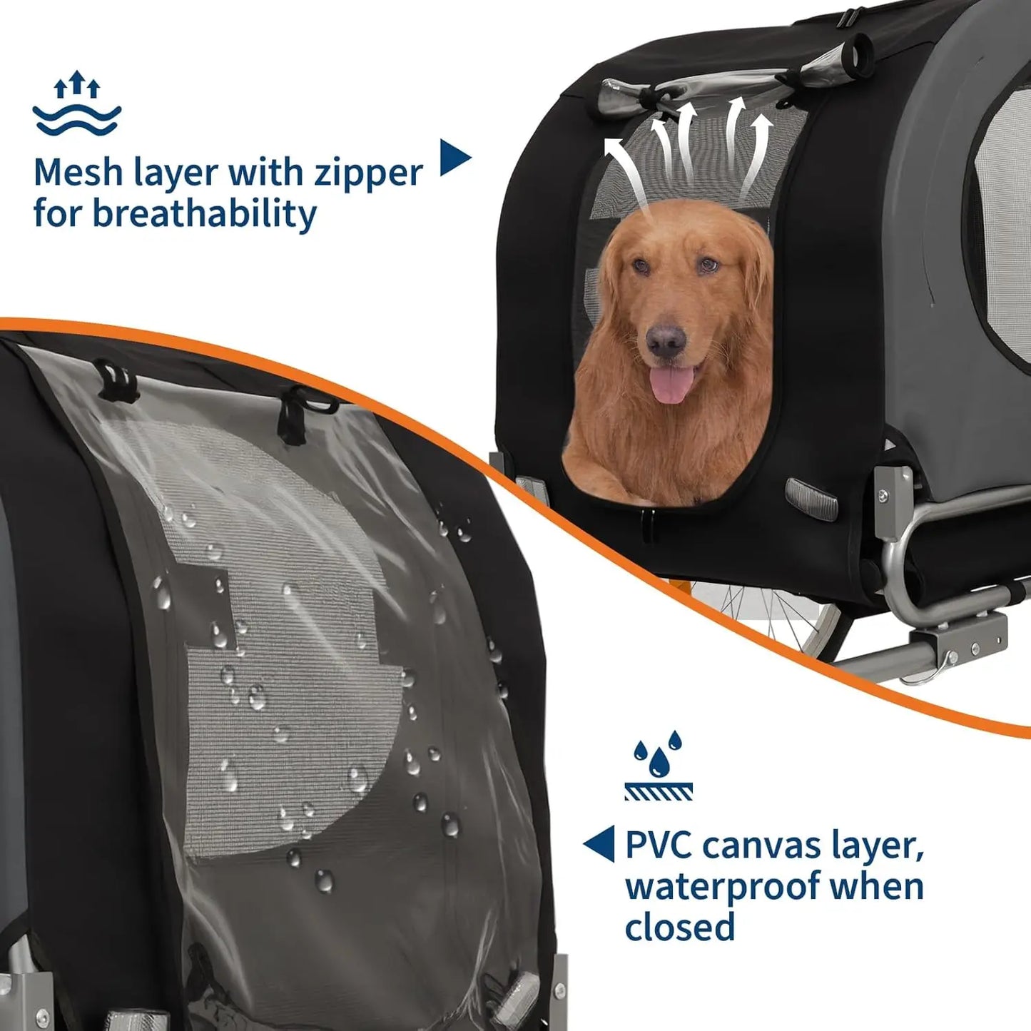 Dog Bike Trailer, 88LBS Pet Bicycle Trailer, Pet Cart Bicycle Carrier Easy Folding Cart Frame, Quick Release Wheel, Universal Bi