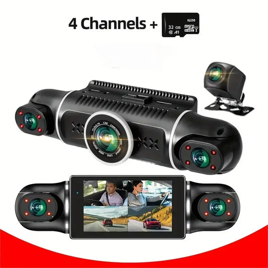 Car camera recorder 4 screens, 24 hours to record parking monitoring,
