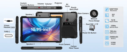 8849 TANK PAD 5G Android14 Unihertz Rugged Projector Tablet 21000mAh 512GB 120Hz 24G Smart Pad 50MP 10.95 inch Phone Tablet 2025