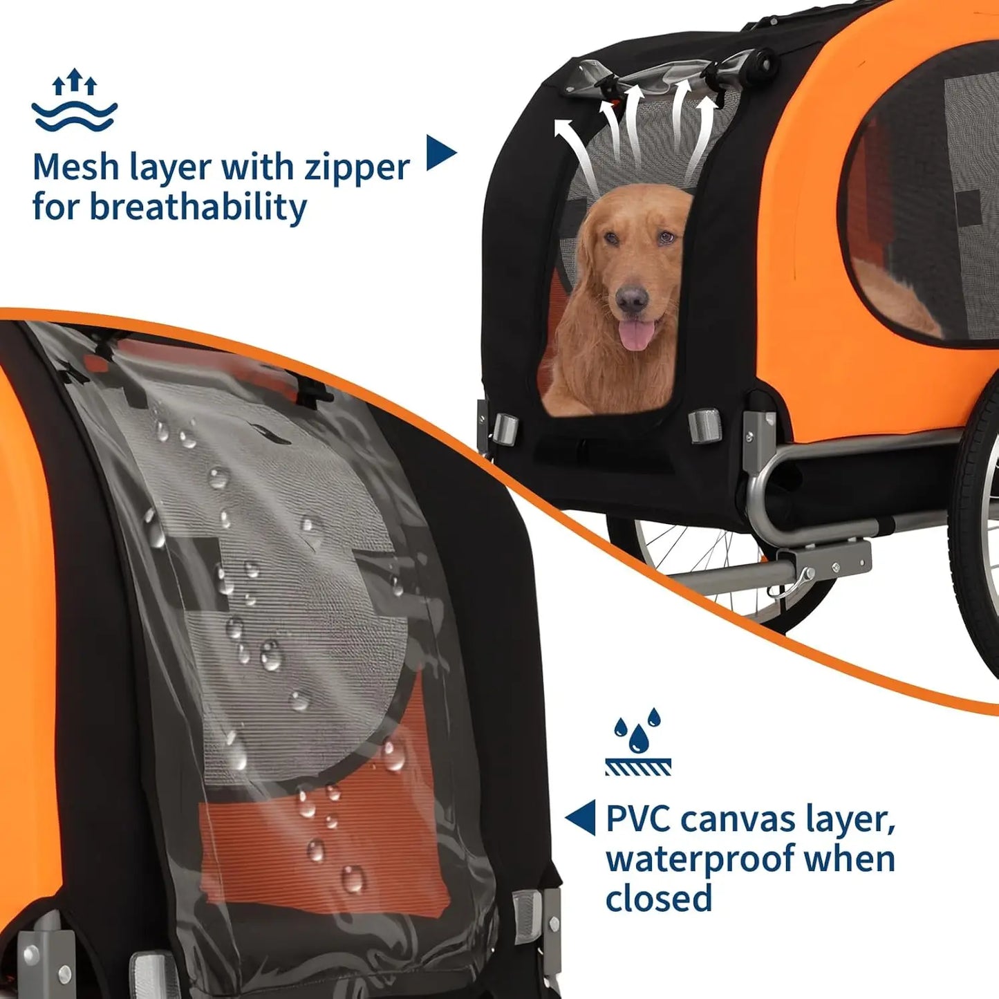 Dog Bike Trailer, 88LBS Pet Bicycle Trailer, Pet Cart Bicycle Carrier Easy Folding Cart Frame, Quick Release Wheel, Universal Bi