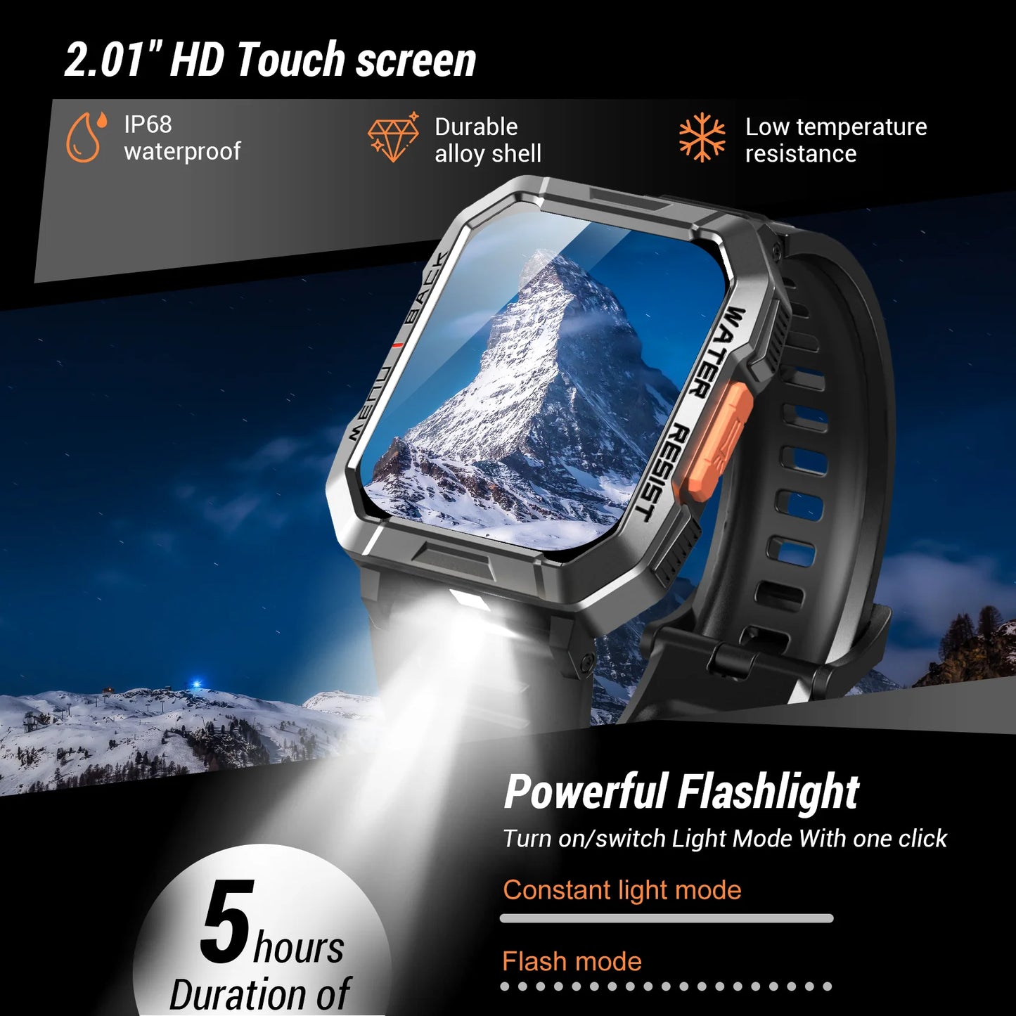 Blackview New Smart Watch 2.01'' HD Display Outdoor Men's Watches