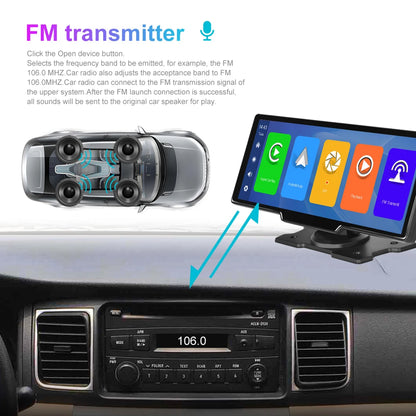 Podofo 10.26" Dash Cam 4K Rearview Camera Dashboard DVR Car Monitor