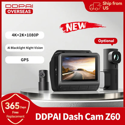 DDPAI Z60 4K+2K+1080P Dashcam  ADAS NightVIS 2.0 Dash Camera 24H Parking Monitor