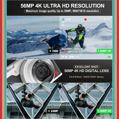 NBD Digital Camera 56MP Cameras for Photography 4K Compact Camera