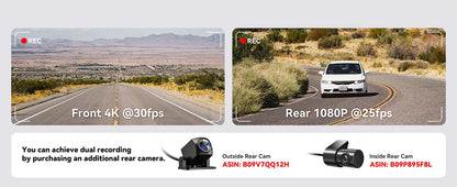 REDTIGER Dash Cam HD 4K Built-in GPS 70FOV Car DVR 5G WIFI APP Control Fatigue Driving Reminder Car Camera with Night Vision