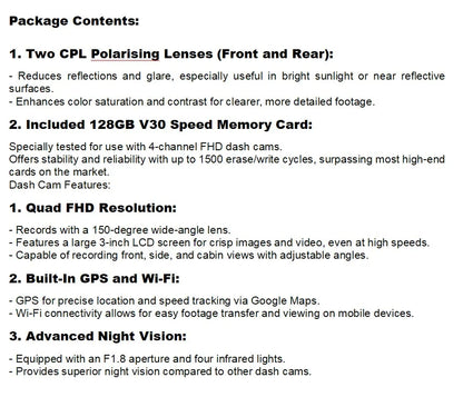 PRUVEEO 360 Degree View 4 Channel Dash Cam