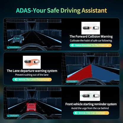 Imagebon 10.26" 4K ADAS Wireless CarPlay & Android Auto Dash Cam