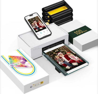 NEW  4x6'' Photo Printer, Phone Printer 100 Sheets & 3 Cartridges, Full-Color Photo, Portable Instant Photo Printer for iPhone ,