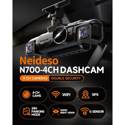 Neideso 360° Dash Cam Front, Rear and Inside,