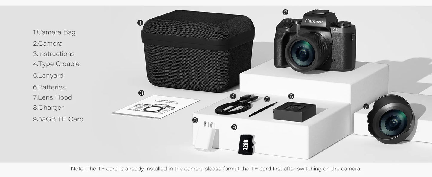Digital Camera for Photography, 4K 64MP WiFi Vlogging Camera