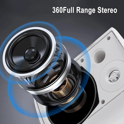 Herdio 2PCS 5.25‘’ 300 Watts Passive Wired Indoor Outdoor Patio Deck Speakers All Weather Wall Mount System For Patio Garden