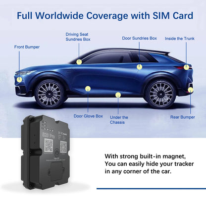 4G GPS Tracker , Real-Time 30 Days Tracking Device Anti-Theft Vehicle Locator, Paid Android/iOS App