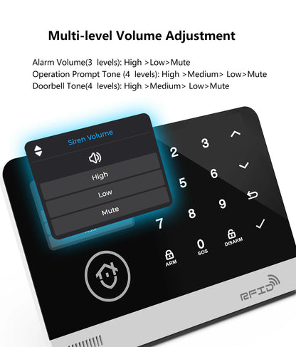 Tuya Smart WiFi GSM Home Security Alarm System - Touch Keyboard RFID APP Control Wireless Anti-Theft with Volume Adjustable