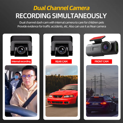 E-ACE 4K Dash Cam for Cars Dual Lens Camera DVR Video Recorder