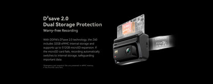 DDPAI Z60 4K+2K+1080P Dashcam  ADAS NightVIS 2.0 Dash Camera 24H Parking Monitor