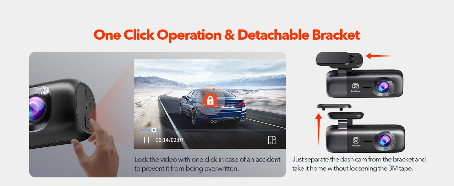 REDTIGER Dash Cam 4K Front and Rear