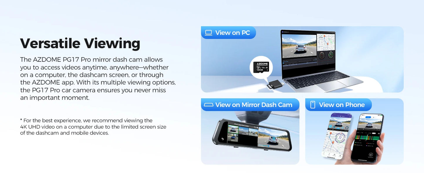 AZDOME 4K+2.5K Dash Cam PG17 Pro