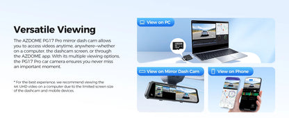 AZDOME 4K+2.5K Dash Cam PG17 Pro