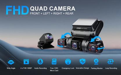 PRUVEEO 360° View Dashcam with GPS WiFi Night Vision Dash Cam Parking Monitor