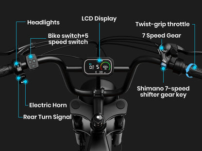 AMYET V9-G60 Adults Electric Bike 1000W Motor Bicycle 48V 20AH 20“ Tire Ebike Electric E Bikes Mountain Moped Ebikes For Men