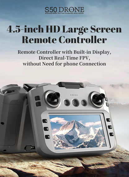 『GPS』S50 Pro Drone Toys, 2 Batteries, 4.5-inch Large Screen Remote, HD Camera: Capture & Record & Live View, Obstacle Avoidance