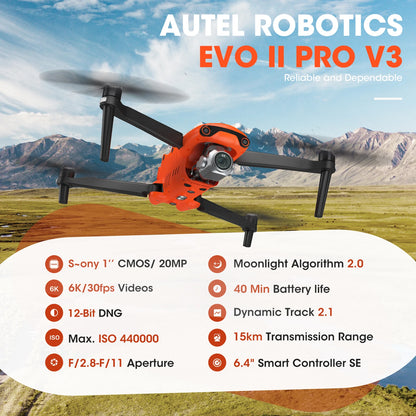 Autel EVO II Pro V3 Drone 6K Professional HD Camera 1Inch CMOS 10 KM Image Transmission 720° Obstacle Avoidance Brushless Drones