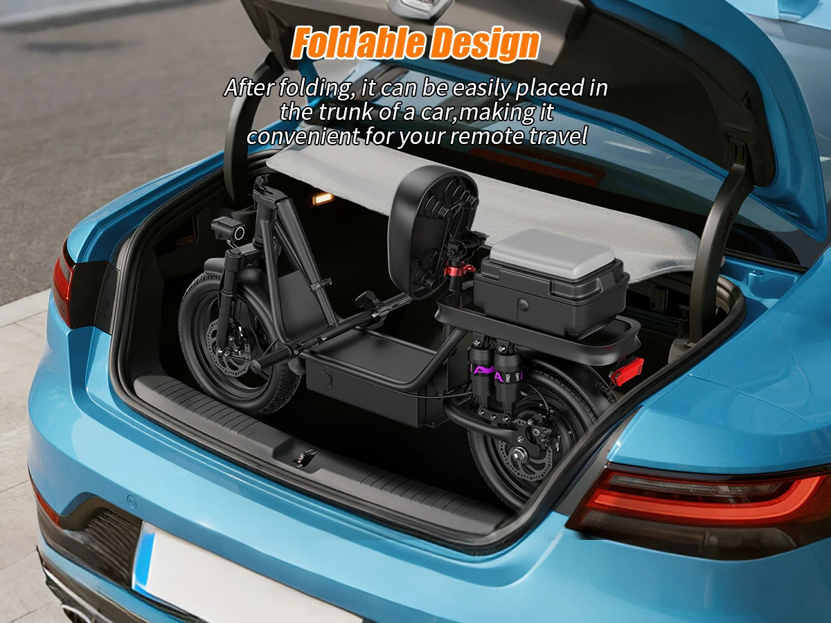 Adults Electric Scooter with Seat, 48V 15AH Foldable Electric Scooter,14" Tires,700W Peak Motor,22MPH, 30+Mile Long Range