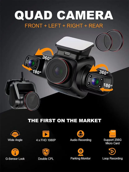 PRUVEEO 360 Degree View 4 Channel Dash Cam