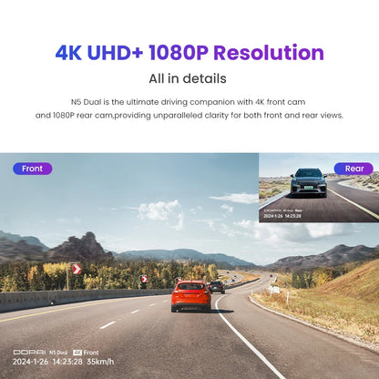 DDPAI Dash Cam N5 Dual Front and Rear 4K Ultra HD Resolution Dash Camera