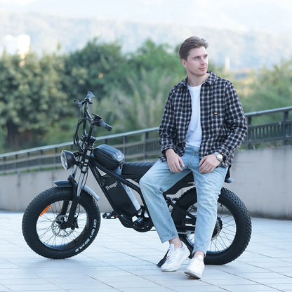 New FREEGO F0 Electric Bike for Adults 20 Inch Fat Tire Off Road E-bicycle 48V 10.4AH Battery Powerful Mountain Electric Bicycle