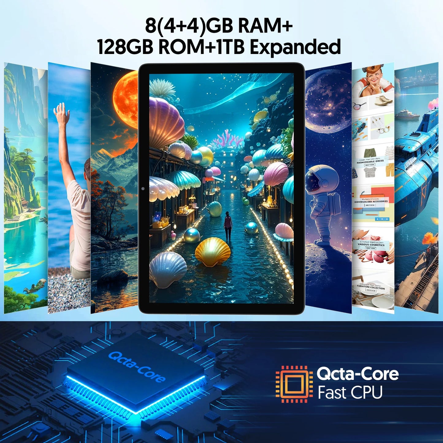 10-inch Android 14 tablet with  8(4+4) GB+128GB, GMS certified