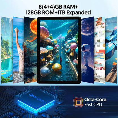 10-inch Android 14 tablet with  8(4+4) GB+128GB, GMS certified