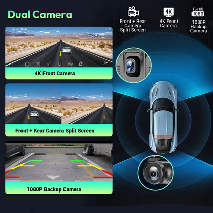 4K 10.26" Touch Screen Car DVR Dashcam Wireless