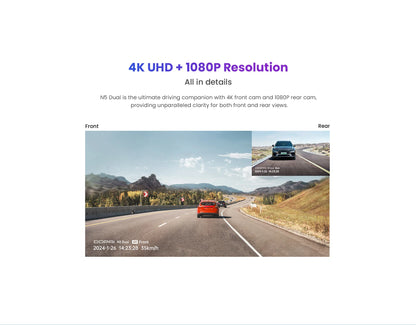 DDPAI Dash Cam N5 Dual Front and Rear 4K Ultra HD Resolution Dash Camera