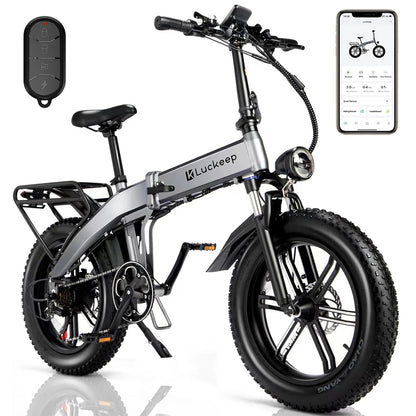 Luckeep X1 Fold Electric Bike 1500W Peak Motor 48V15AH Battery Electric Bicycle Hydraulic Disc Brakes 20" x 4.0" Fat Tire Ebike