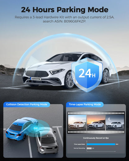 AZDOME PG17 12" WiFi Mirror Dash Cam 4K Front and 1080P Rear View Mirror Camera for Cars