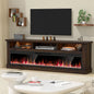 58" Fireplace TV Stand for TVs Up to 65" with 52" Electric Fireplace,White Entertainment Center,Led Light TV Consoles