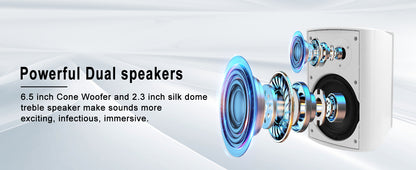 Herdio 800W 6.5 Inch Outdoor Speakers Bluetooth Waterproof Wired Tweeter Wall Mounted Subwoofer for Patio Home Theater,2 Pairs