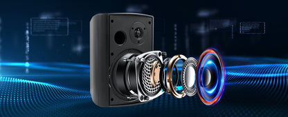 Herdio 4PCS 800W 6.5'' Outdoor Speakers Wired Waterproof Passive Wall Mount Speakers With Powerful Bass For Home Patio Poolside